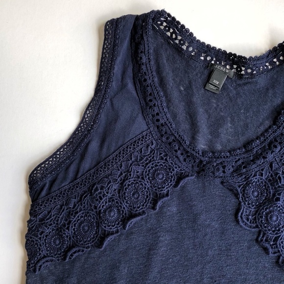 J. Crew Lace Trim Linen Tank Top - Picture 6 of 7